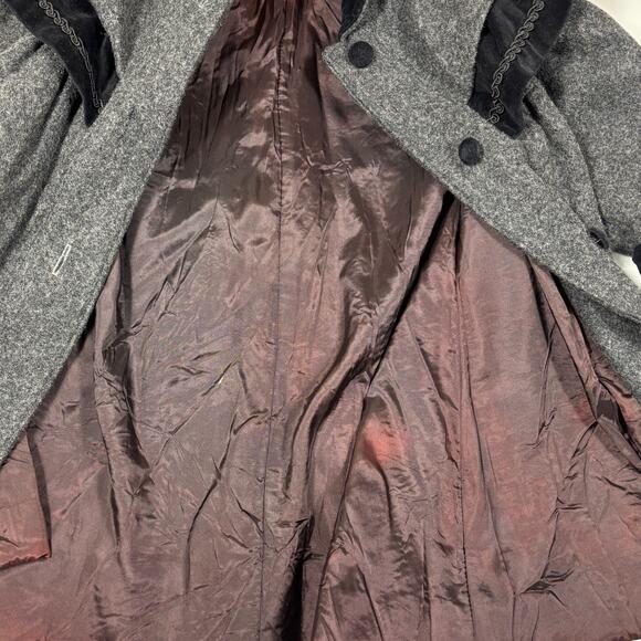 Rothschild Child's Wool Coat Sailor Collar Black Velvet Bow Girl Size 4 Rare Vtg - Picture 9 of 13